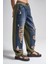 Kadın Tint Haki Lazer Detaylı Skater Jogger Fit Denim Jogger Kot Pantolon Baggy Model 3
