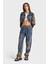 Kadın Tint Haki Lazer Detaylı Skater Jogger Fit Denim Jogger Kot Pantolon Baggy Model 4