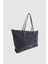 Velie Paraşüt Kumaş Şeritli Shopper Çanta Siyah 2