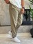 Erkek Beli Bağcıklı Baggy Kalıp Keten Pantolon Haki ECA005 3