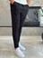 Erkek Beli Bağcıklı Slim Fit Pantolon Siyah ECA012 2