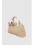 Peyli Fular Detaylı Çapraz Askılı Hasır El Çantası Krem 2
