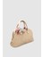 Peyli Fular Detaylı Çapraz Askılı Hasır El Çantası Krem 3