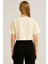 Kadın Krem Kısa Kollu Oversize T-SHIRT-D814 3