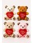 4 Adet Sevimli Mini Peluş Ayıcık - Kalpli 'ı Love You' Mesajlı 11X9 cm 2