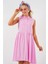 Kadın Sıfır Kol Midi Elbise 2563 - Pembe 1