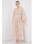 Kadın Desenli Tesettür Elbise 2583 - Bej 3