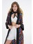 Kahverengi Desenli Maxi Dokuma Kimono 3