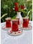12 Parça Kırmızı Çiçek Desenli Seramik Çay Takımı - 130 ml 1