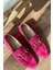 Lofin Süet Toka Detaylı Kadın Loafer Fuşya 5