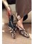 Ozeras Saten Leo Desenli Kısa Topuklu Stiletto 4