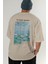 Claude Monet Arka Baskılı Oversize T-Shirt Erkek Kadın Bisiklet Yaka Pamuk Tişort 6