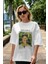 Frida Kahlo Ön Baskılı Oversize T-Shirt Erkek Kadın Bisiklet Yaka Pamuk Tişort 5