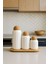 3'lü Top Mantar Kapaklı Stantlı Çizgili Porselen Kavanoz ve Baharatlık Seti 6