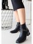 Bernishoes Roxani Siyah Cilt Topuklu Bot 1