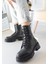 Bernishoes Flona Siyah Cilt Bağcıklı Bot 2