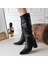 Bernishoes Pitay Siyah Cilt Topuklu Çizme 4
