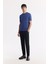 Erkek Indigo Regular Fit Bisiklet Yaka Önü Jakar Detaylı Rayon Triko T-shirt A51y5004 6