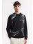 Erkek Siyah Bisiklet Yaka Baskılı İnterlok Sweatshirt A51Y1221 6