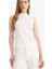 Slim Fit Dar Kesim Yarım Balıkçı Yaka Fitilli Kaşkorse Kolsuz Tunik G0050AX25HS 3