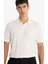 Regular Fit Polo Yaka İnce Dokulu Kısa Kollu Tişört F8477AX25AU 4