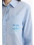 Relax Fit Baskılı Flamlı Pamuk Çizgili Uzun Kollu Gömlek Tunik C8854AX25SM 6