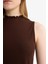 Slim Fit Dar Kesim Yarım Balıkçı Yaka Fitilli Kaşkorse Kolsuz Tunik G0050AX25HS 5