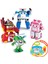 Paket Jukebox Poli+Amber+Roy+Helly Dönüşen Robot Oyuncaklar, 4" Tramsformable Action Figure Oyuncak, Acil Araç Playset, Tatil Doğum Günü Kurtarma Ekibi Araba Oyuncakları 1-5 Yaş A (Yurt Dışından) 1