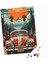 500 Parça Puzzle Retro Tarz Dağ Manzaralı Kırmızı Vosvos Araba Sanatsal 4