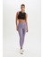 Fit Yüksek Bel Beli Saran Esnek Basic Düz Sporcu Tayt B4147AX25SP 5