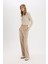 Wide Leg Kumaş Palazzo Pantolon Çift Cepli Normal Bel Standart Boy D5066AX25SP 4