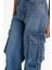 Kız Çocuk Wide Leg Kargo Geniş Paça Jean Pantolon E6184A825AU 5
