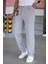 Çift Pileli Gri Renk Beli Yarım Lastikli Kaliteli Rahat Kesim Örme Baggy Pantolon 3