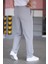 Çift Pileli Gri Renk Beli Yarım Lastikli Kaliteli Rahat Kesim Örme Baggy Pantolon 6