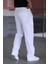 Çift Pileli Beyaz Renk Beli Yarım Lastikli Kaliteli Rahat Kesim Keten Baggy Pantolon 6