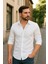 Sofya Keten Dokulu Uzun Kollu Beyaz Erkek Gömlek 1