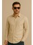 Sofya Keten Dokulu Uzun Kollu Krem Erkek Gömlek 3