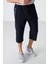Lacivert - Beyaz Fermuar Cepli Standart Kalıp Klasik Paça Erkek Kapri - 83091 2