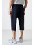 Lacivert - Beyaz Fermuar Cepli Standart Kalıp Klasik Paça Erkek Kapri - 83091 6