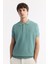 Erkek Nil Yeşili Polo Yaka Viskon Karışımlı Basic Triko Regular Fit T-Shirt B005120 6