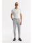 Erkek Ekru Düğmesiz Polo Yaka Boyuna Ajur Desenli Rayon Triko T-shirt A51Y5015 7