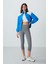 Gri Melanj Yüksek Bel Slim Fit Dar Paça Kadın Kapri Tayt - 93097 1