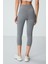 Gri Melanj Yüksek Bel Slim Fit Dar Paça Kadın Kapri Tayt - 93097 4