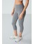 Gri Melanj Yüksek Bel Slim Fit Dar Paça Kadın Kapri Tayt - 93097 4