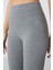 Gri Melanj Yüksek Bel Slim Fit Dar Paça Kadın Kapri Tayt - 93097 5