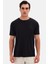 Slim Fit Siyah Düz Kabartma Baskılı T-Shirt 1