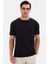 Slim Fit Siyah Düz Kabartma Baskılı T-Shirt 2