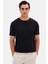 Slim Fit Siyah Düz Kabartma Baskılı T-Shirt 3