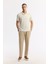 Erkek Ekru Regular Fit Apaj Yaka Çizgili Jakarlı T-shirt A51y1024 6