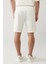 Erkek Beyaz 2 İplik 2'li Oversize Fit Şort Takımı E001600 6